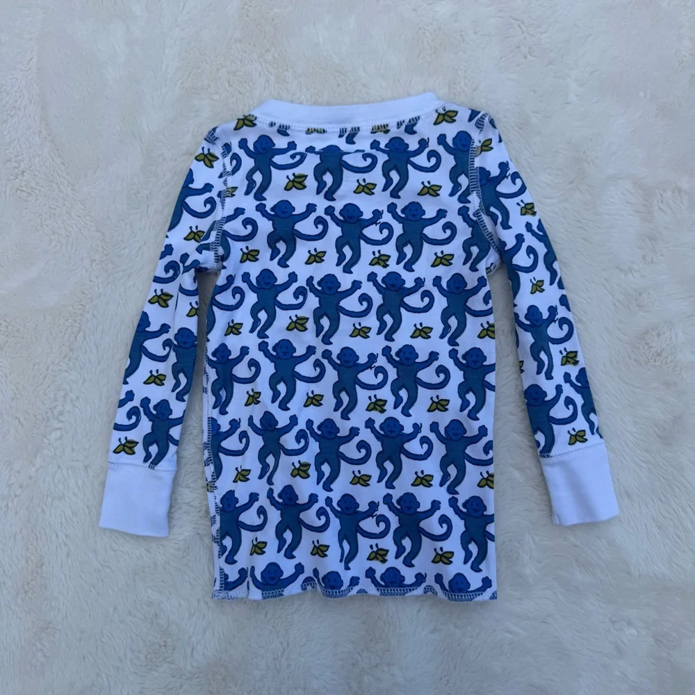 Roberta Roller Rabbit Pajama Top Size 12-18 Months Blue Monkey Print Long Sleeve